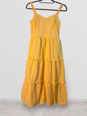 Japna Women Yellow  Ruffle Sun Dress Size Medium